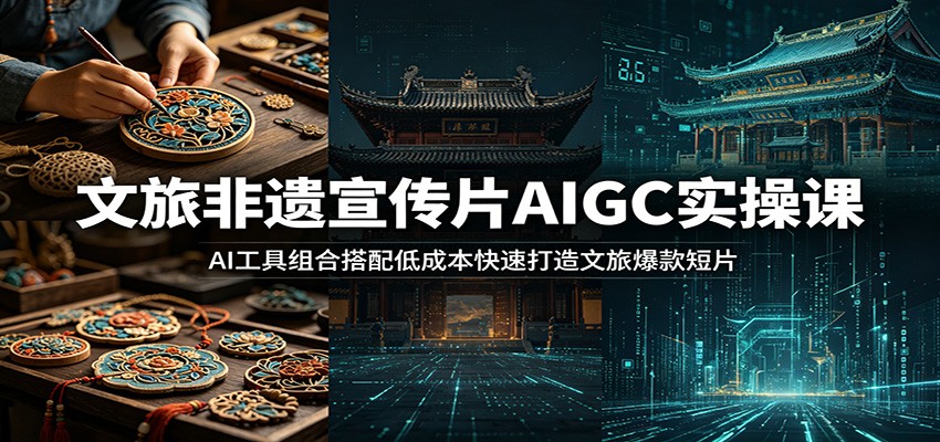 文旅非遗宣传片AIGC实操课:AI工具组合搭配低成本快速打造文旅爆款短片_