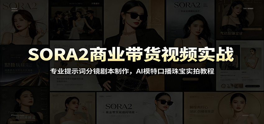 SORA2商业带货视频实战:专业提示词分镜剧本制作,AI模特口播珠宝实拍教程_