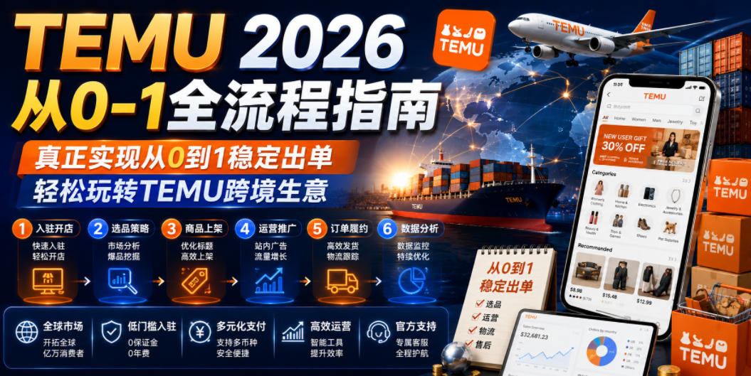 TEMU 2026从0-1全流程指南，真正实现从0到1稳定出单，轻松玩转TEMU跨境生意_