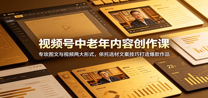 视频号中老年内容创作课:专攻图文与视频两大形式,依托选材文案技巧打造爆款作品_