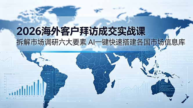 2026海外客户拜访成交实战课:拆解市场调研六大要素,AI一键快速搭建各国市场信息库_