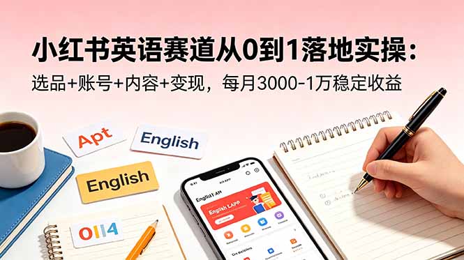 小红书英语赛道从0到1落地实操:选品+账号+内容+变现,每月3000-1万稳定收益_