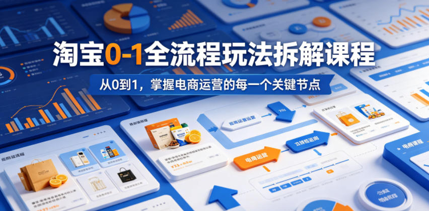 淘宝0-1全流程玩法拆解课程，从0到1，掌握电商运营的每一个关键节点_