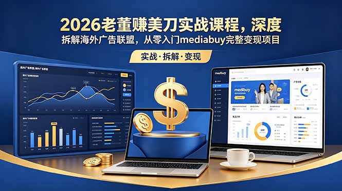 2026老董赚美刀实战课程,深度拆解海外广告联盟,从零入门mediabuy完整变现项目_