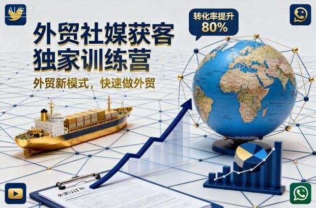 外贸社媒获客独家训练营,外贸新模式,快速做外贸(更新26年6月)_