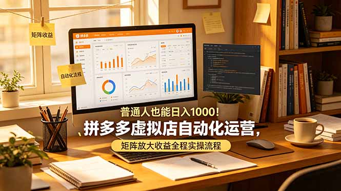 普通人也能日入 1000!拼多多虚拟店自动化运营,矩阵放大收益全程实操流程_