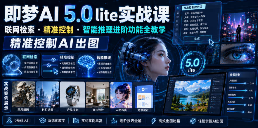 即梦AI 5.0 lite实战课,联网检索・精准控制・智能推理进阶功能全教学,精准控制AI出图_