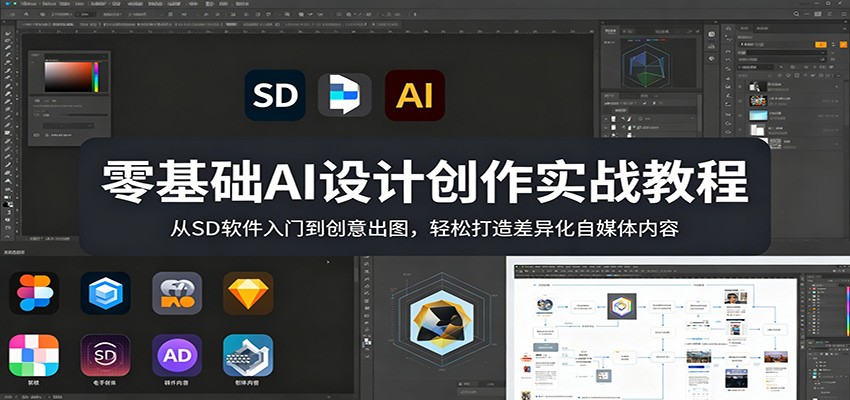 零基础AI设计创作实战教程:从SD软件入门到创意出图,轻松打造差异化自媒体内容_