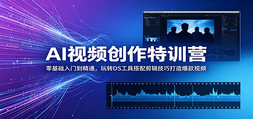 AI视频创作特训营:零基础入门到精通,玩转DS工具搭配剪辑技巧打造爆款视频_