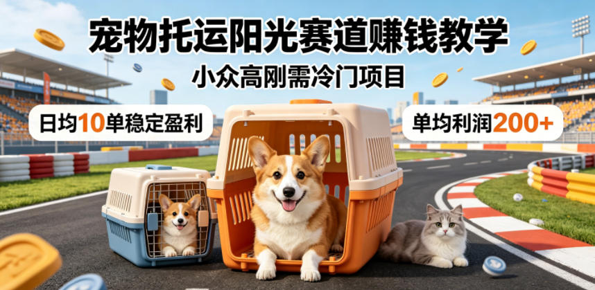 宠物托运阳光赛道賺钱教学,小众高刚需冷门项目,日均10单稳定盈利,单均利润200+_