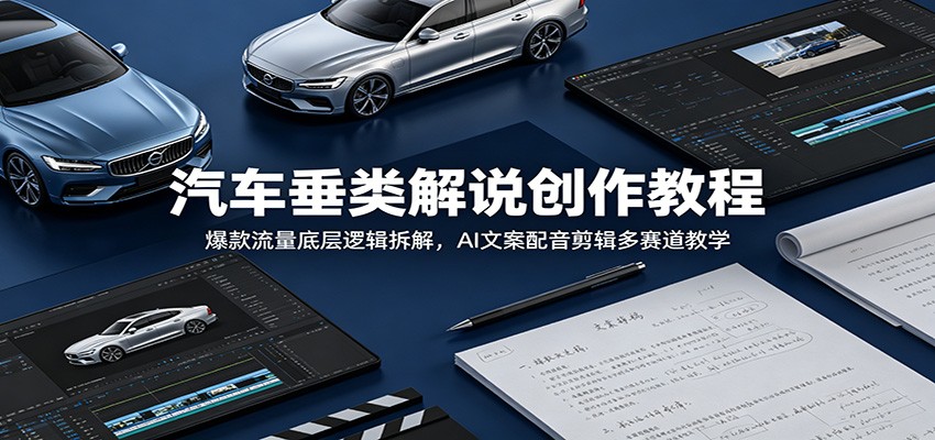 汽车垂类解说创作教程:爆款流量底层逻辑拆解,AI文案配音剪辑多赛道教学_
