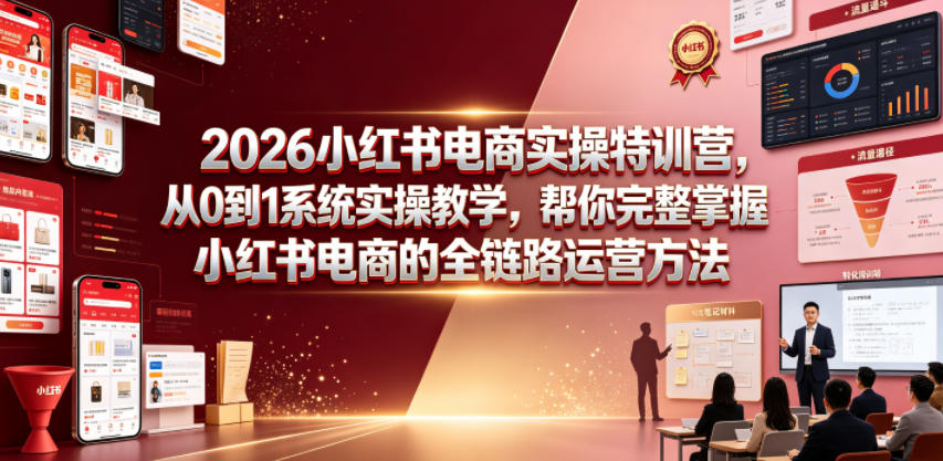 2026小红书电商实操特训营，从0到1系统实操教学，帮你完整掌握小红书电商的全链路运营方法_