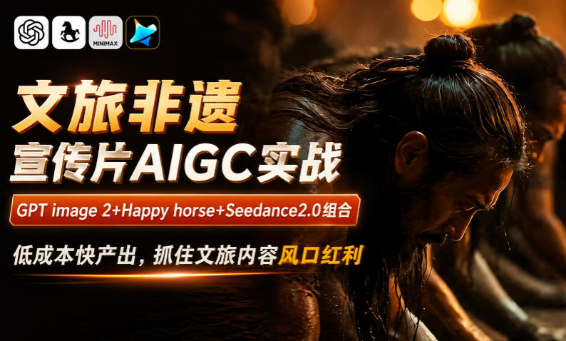 文旅非遗宣传片AIGC实战,GPT image 2+Happy horse+Seedance2.0组合,低成本快产出,抓住文旅内容风口红利_