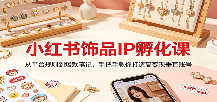 小红书饰品IP孵化课:从平台规则到爆款笔记,手把手教你打造高变现垂直账号_
