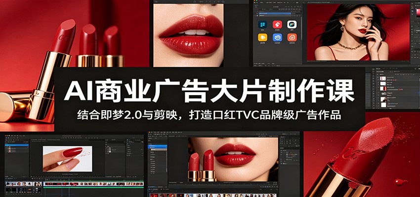 AI商业广告大片制作课:结合即梦2.0与剪映,打造口红TVC品牌级广告作品_