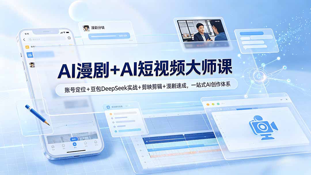 AI漫剧+AI短视频大师课:账号定位+豆包DeepSeek实战+剪映剪辑+漫剧速成,一站式AI创作体系_