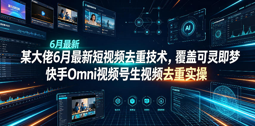 某大佬6月最新短视频去重技术,覆盖可灵即梦快手Omni视频号生视频去重实操_