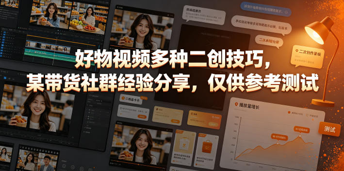 好物视频多种二创技巧,某带货社群经验分享,仅供参考测试_