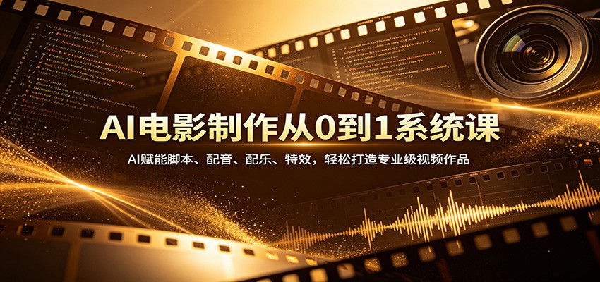AI电影制作从0到1系统课:AI赋能脚本、配音、配乐、特效,轻松打造专业级视频作品_