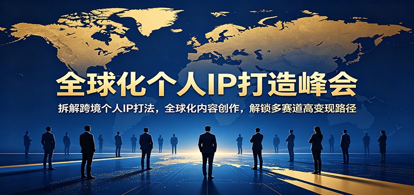 全球化个人IP打造峰会：拆解跨境个人IP打法，全球化内容创作，解锁多赛道高变现路径_
