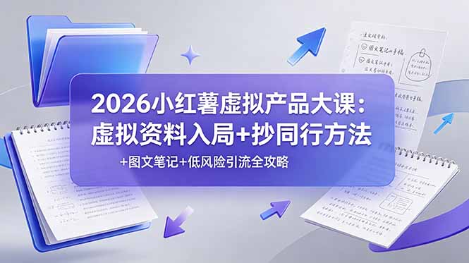 2026小红薯虚拟产品大课：虚拟资料入局+抄同行方法+图文笔记+低风险引流全攻略_