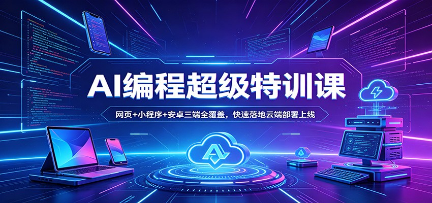 AI编程超级特训课:网页+小程序+安卓三端全覆盖,快速落地云端部署上线_