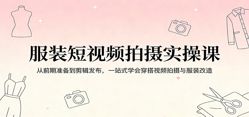 服装短视频拍摄实操课:从前期准备到剪辑发布,一站式学会穿搭视频拍摄与服装改造_