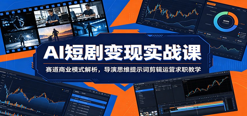 AI短剧变现实战课:赛道商业模式解析,导演思维提示词剪辑运营求职教学_