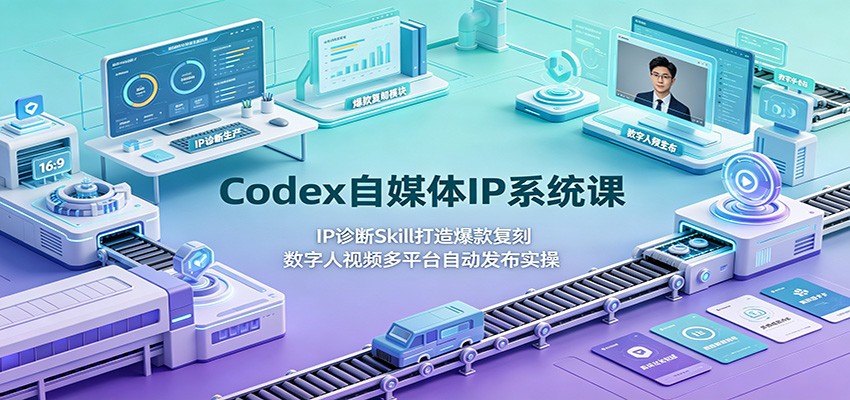 Codex自媒体IP系统课：IP诊断Skill打造爆款复刻，数字人视频多平台自动发布实操_