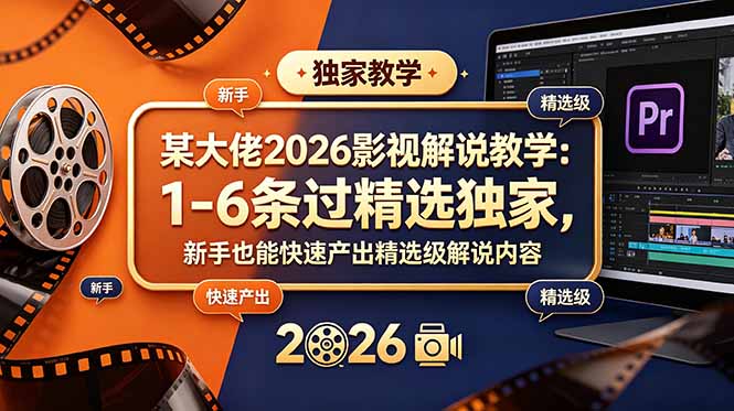某大佬2026影视解说教学:1-6条过精选独家,新手也能快速产出精选级解说内容_