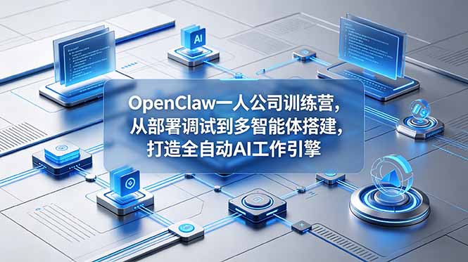 OpenClaw 一人公司训练营,从部署调试到多智能体搭建,打造全自动 AI 工作引擎_