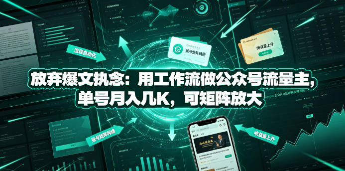 放弃爆文执念:用工作流做公众号流量主,单号月入几K,可矩阵放大_