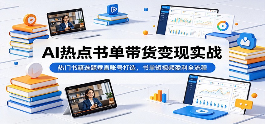 AI热点书单带货变现实战:热门书籍选题垂直账号打造,书单短视频盈利全流程_