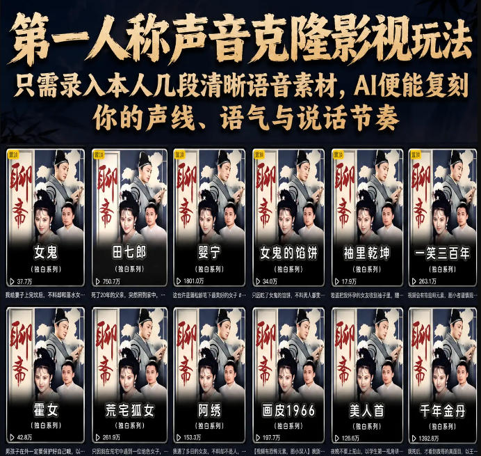 第一人称声音克隆影视玩法,只需录入本人几段清晰语音素材,AI便能复刻你的声线、语气与说话节奏_