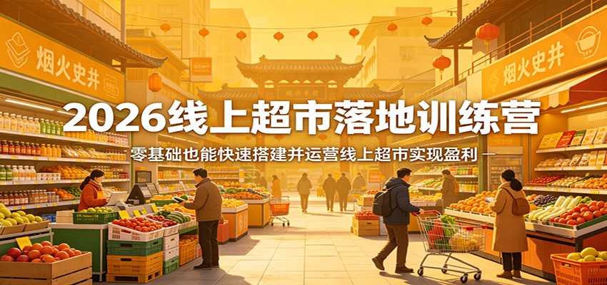 2026线上超市落地训练营,零基础也能快速搭建并运营线上超市实现盈利_