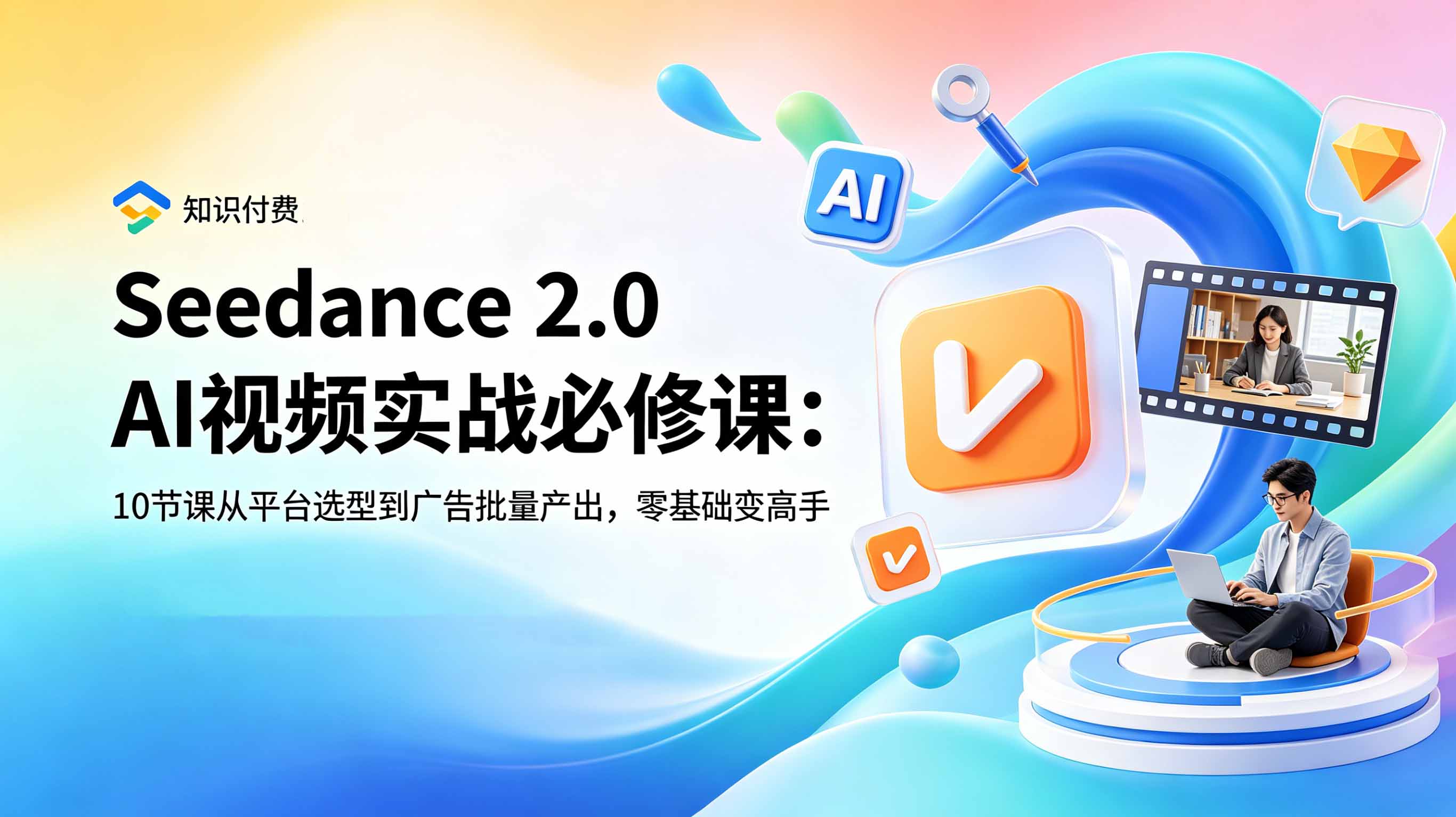 Seedance 2.0 AI视频实战必修课：10节课从平台选型到广告批量产出，零基础变高手_