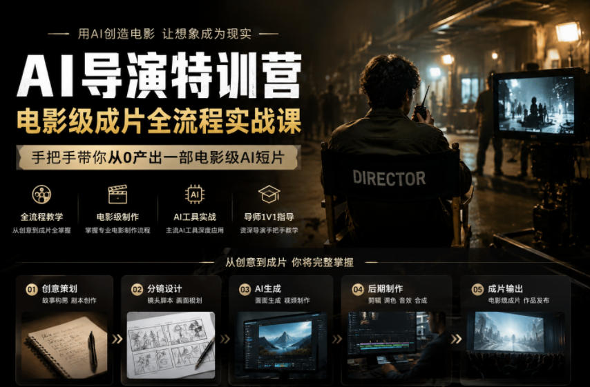 AI导演特训营,电影级成片全流程实战课,手把手带你从0产出一部电影级AI短片_