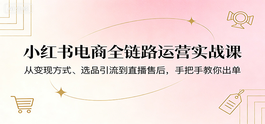 小红书电商全链路运营实战课:从变现方式、选品引流到直播售后,手把手教你出单_