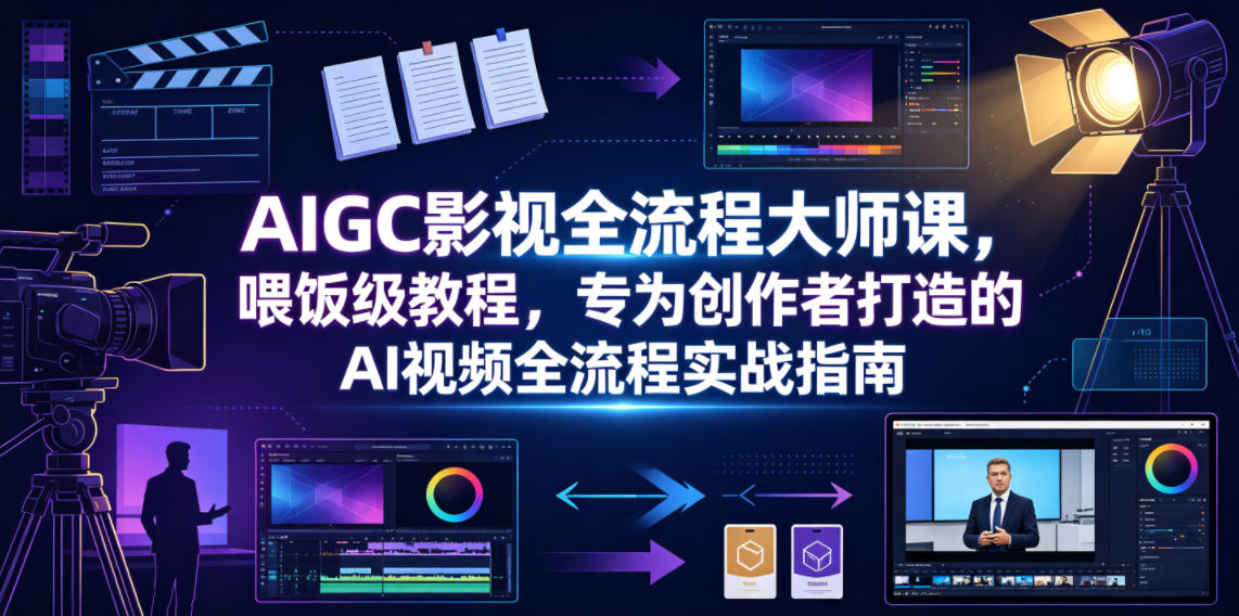 AIGC影视全流程大师课,喂饭级教程,专为创作者打造的AI视频全流程实战指南_