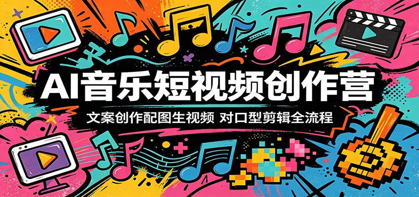 AI音乐短视频创作营：文案创作配图生视频，对口型剪辑全流程_