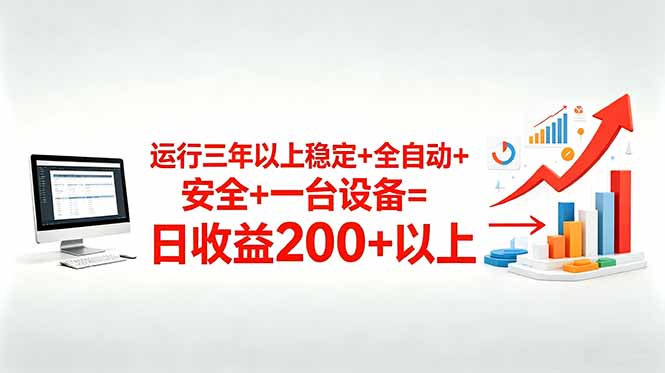 三年以上稳定+全自动+安全+一台设备=日收益200+_