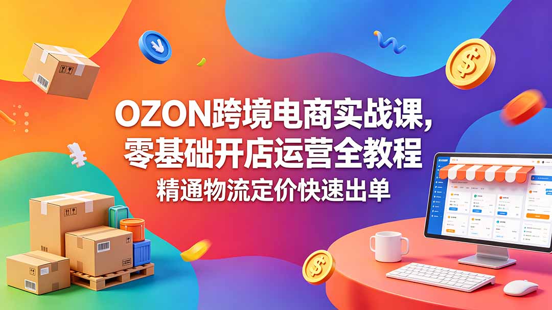 OZON 跨境电商实战课，零基础开店运营全教程，精通物流定价快速出单_