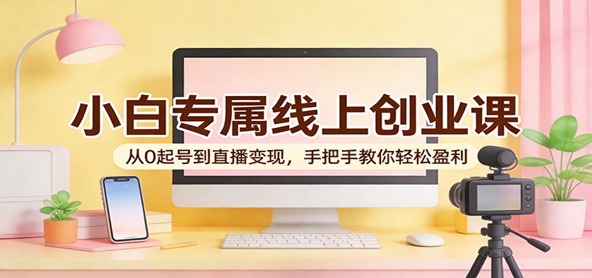 小白专属线上创业课:从0起号到直播变现,手把手教你轻松盈利_