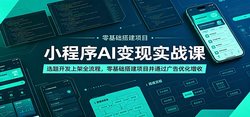 小程序AI变现实战课:选题开发上架全流程,零基础搭建项目并通过广告优化增收_