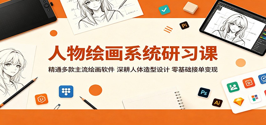 人物绘画系统研习课:精通多款主流绘画软件,深耕人体造型设计,零基础接单变现_