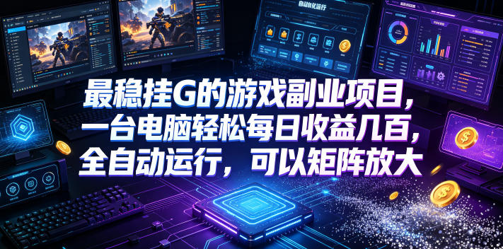 最稳挂G的游戏副业项目,一台电脑轻松每日收益几百,全自动运行,可以矩阵放大【揭秘】_