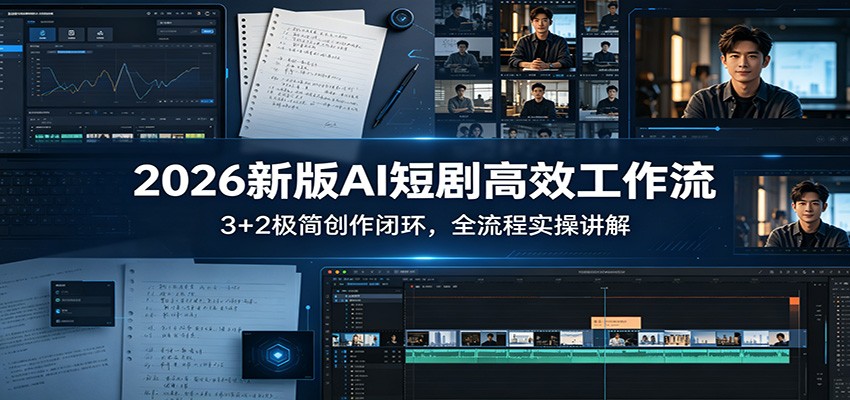 2026新版AI短剧高效工作流:3+2极简创作闭环,全流程实操讲解_